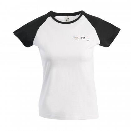 Olympia Damen T-Shirt mit schwarzen Kontrastärmeln	